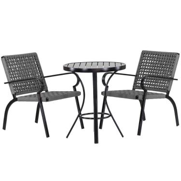 Imagem de 2 Cadeiras Corda Náutica E Mesa Tampo Ripado - Trama Prata