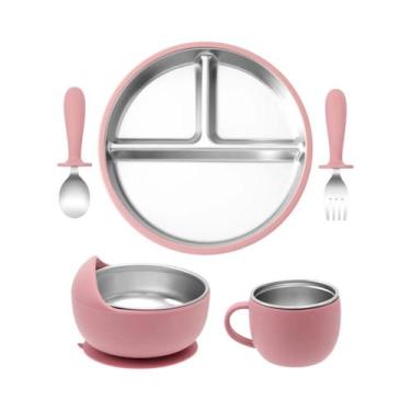 Imagem de Conjunto De Alimentação Para Bebês 5 Peças: Prato, Tigela, Garfo, Colh