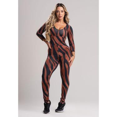 Imagem de Macacão Longo Feminino 3/4 Costa Fechada Fitness Suplex Academia Mvb Modas-Feminino