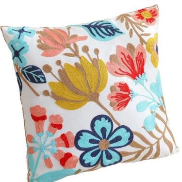 Imagem de Conjunto de fronhas com bordado floral moderno 45x45cm (2) - yiweisai
