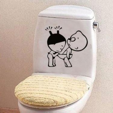 Imagem de Adesivos de parede Funny Cartoon Boy and Girl Toilet PVC - yiweisai