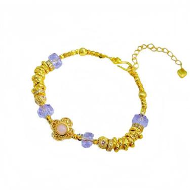 Imagem de Pulseira ajustável banhada a ouro cristalino para mulheres - Yiweisai