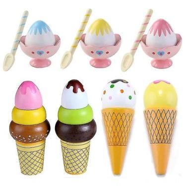 Imagem de Brinquedos de sorvete de cozinha de madeira fingem brincar c - Gloome 