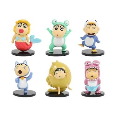 Imagem de Conjunto de animais fofos Crayon Shin-chan com 6 figuras de PVC de 8,5
