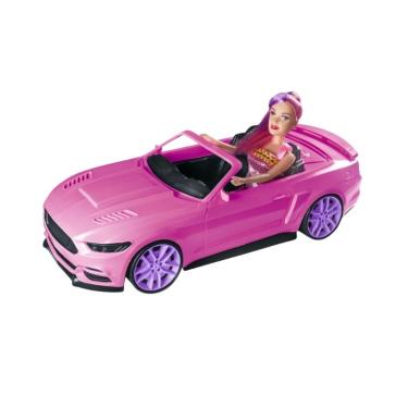 Imagem de Carro Conversível Rosa 33cm com Boneca Brinquedo Infantil