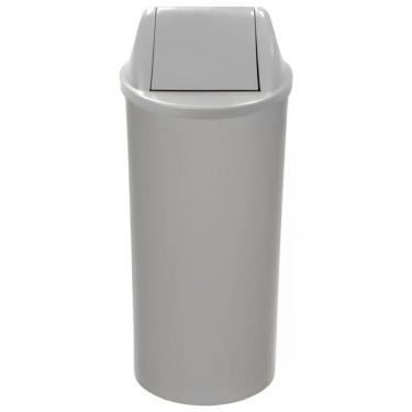 Imagem de Lixeira de Plástico Cinza 70x30cm com Tampa Vai Vem 50 Litros Eb27ic Jsn Cesto Plastico 70x30 Va
