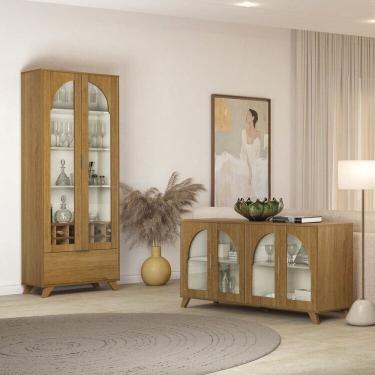 Imagem de Conjunto Sala de Estar Buffet e Cristaleira Murano Cinamomo/Off White