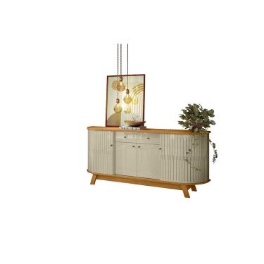 Imagem de Buffet Mônaco 4 Portas 2 Gavetas com Pés e Prateleiras 183cm Cumaru e Opala Liberty Móveis