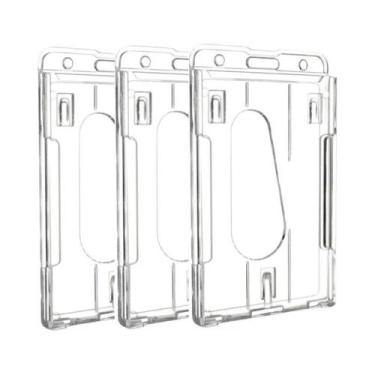 Imagem de Porta-Crachá Transparente Com Dois Slots Para Cartões E Carretel Retrá