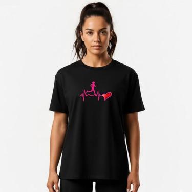 Imagem de Camiseta Feminina Algodão Premium Amo Correr Caminhada Academia-Feminino