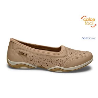 Imagem de Tênis Feminino Sapatilha Kolosh Conforto Slip On Brilho Leve, Marrom m