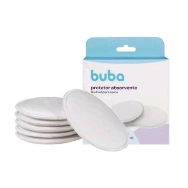 Imagem de Absorvente Seio Algodão Buba Lavavel Amamentação Gestante 6U, Branco