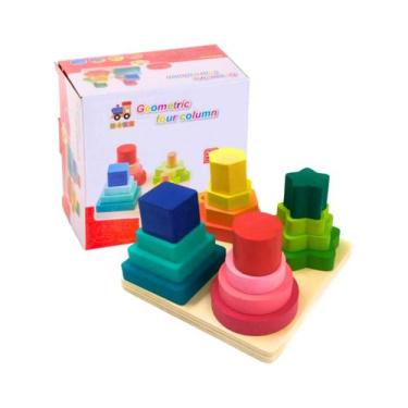 Imagem de Brinquedo Educativo Pirâmides Torres de Encaixe Formas Geométricas Col