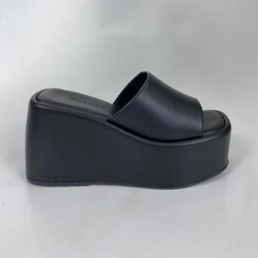 Imagem de Tamanco Plataforma Feminino Com Tira Larga Preto Positano - BVSHOES, P