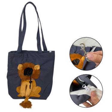 Imagem de Bolsa de Transporte para Pets Leva Pra Malhar BSL3906 Cães e Gatos Náilon Estampa Leão Azul Único