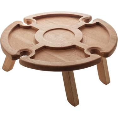 Imagem de Petisqueira Madeira Teca Com Suporte Para Taça 37x16cm - Wolff
