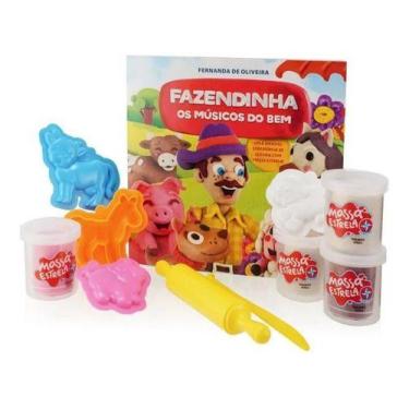 Imagem de Livro E Massinha De Modelar Educativo Brincar Fazendinha Com Massa Est