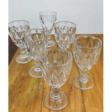 Imagem de Jogo 6 Taças De Vidro 340Ml Cristal Diamante Vinho Suco Água 340ml - U