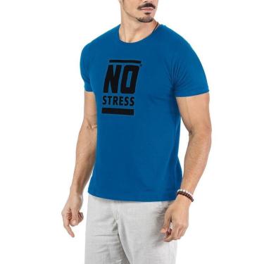 Imagem de Camiseta Estampa Frontal Logo No Stress Azul-Masculino