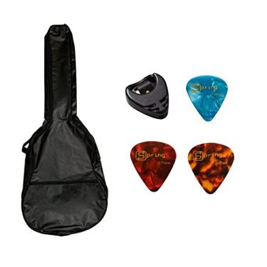 Imagem de Genérico - Capa para Violão Clássico - Case - Preta - Com Zíper - Bolso Frontal - Alça Lateral e Frontal - Porta Palheta Adesivado - 3 Palhetas Spring