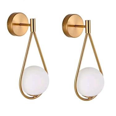 Imagem de Kit 2 Arandela Luminaria de Parede Gota Dourado Moderna Bivolt