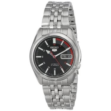 Imagem de Seiko Relógio masculino SNK375 automático de aço inoxidável, PRETO - SNK375, Relógio automático
