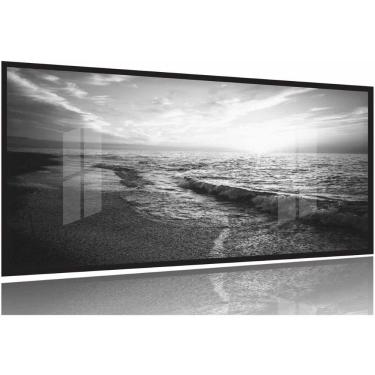 Imagem de Quadro Praia em Preto e Branco Paisagem 130x60 Moldura Preta 2x2