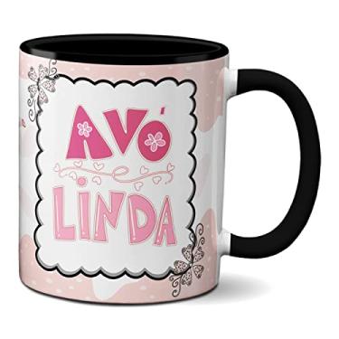Imagem de Caneca Dia Dos Avós Chaleira e Xícara Fofo Avó Linda (Preta)