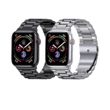 Imagem de Pulseira Elos compatível com Watch 38mm 40mm 41mm 42mm 44mm 45mm, pulseira de aço inoxidável para Watch Series SE / 7/6/5/4/3/2/1 - (HARD GLASS STORE) (42/44 / 45, Rosé)