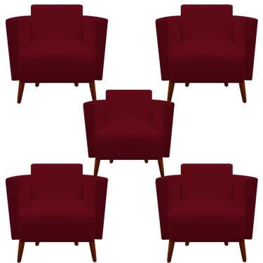 Imagem de Kit 05 Poltronas Decorativa Isa Suede Marsala