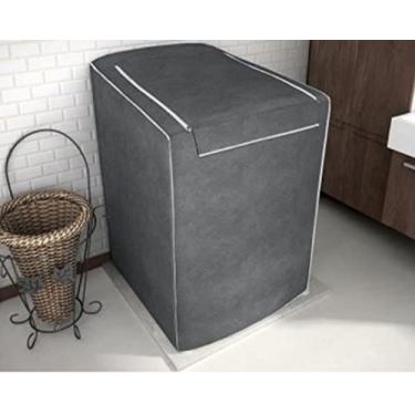Imagem de Vida Pratika Capa de Máquina de Lavar Cinza com Zíper Preto Resistente à Água PVC Tamanho G Universal Diversas Marcas Inclui Electrolux Consul Brastemp GE Mabe Continental e Panasonic