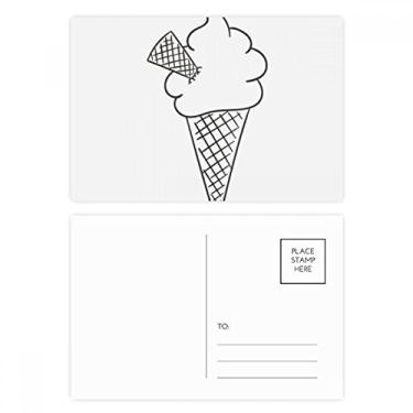 Imagem de Black Line Cream Soft Cones Conjunto de cartão postal de sorvete de aniversário cartão de agradecimento