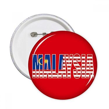 Imagem de Broche redondo com nome da bandeira do país da Malásia com emblema de botão para decoração 5 peças