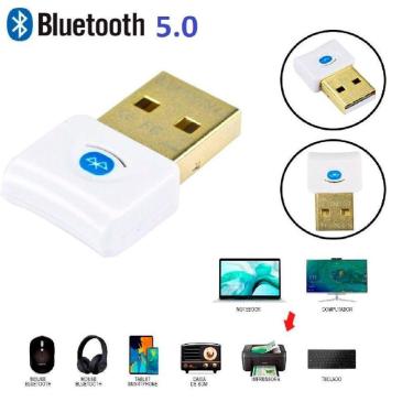 Imagem de Adaptador Usb BT 5.0 Csr Dongle Para Pc E Notebook Branco
