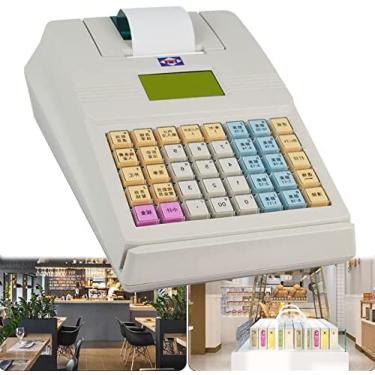 Imagem de Caixa Registradora Para Pequenas Empresas, Caixa Registradora Eletrônica POS Com Display De LED De 40 Teclas Caixa Registradora Segura Para Restaurantes, Supermercados E Varejo,Branco,YUYANAIAI