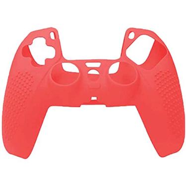 Imagem de Capa para gamepad à prova de poeira, capa de silicone TwiHill de material leve, Gamers anti-extrusão à prova de suor para PS5 (Vermelho)