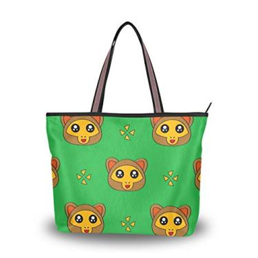 Imagem de ColourLife Bolsa tote com alça superior fofa de macaco para crianças, bolsa de ombro para mulheres e meninas, Multicolorido., Medium