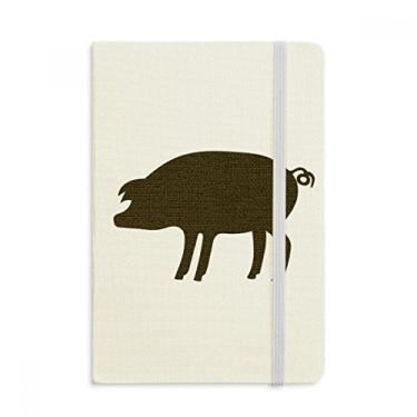 Imagem de Caderno de retrato de animal porco preto oficial de tecido capa dura diário clássico