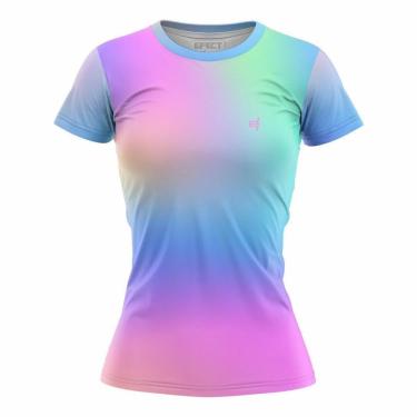 Imagem de Camisa Feminina Academia Blusa Fitness Caminhada Treino Manga Curta Degrade-Feminino