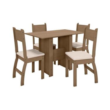 Imagem de Conjunto Mesa de Jantar Milano 1,08m com 4 Cadeiras  Carvalho/Savana - Poliman