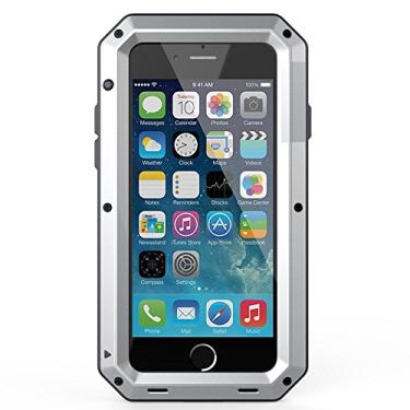 Imagem de Capa para iPhone 7, Gorilla Glass luxuosa de liga de alumínio protetora de metal à prova de choque militar amortecedor capa resistente protetor de pele para Apple iPhone 7, Prata