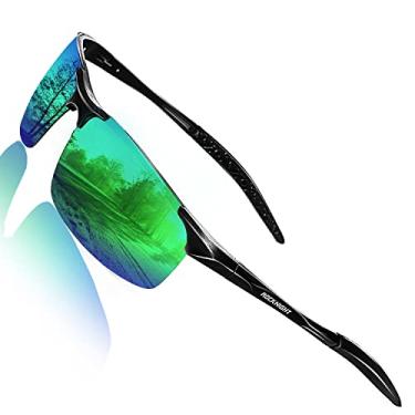 Imagem de (Black Frame/Green Lens) - ROCKNIGHT Driving Polarised Sunglasses for Men UV Protection Ultra Lightweight Al Mg Golf Fishing Sports Sunglasses