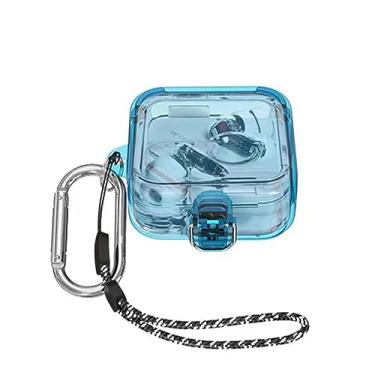 Imagem de [Bloqueio de atualização] Capa para Nothing Ear 2, capa protetora VAEKNVG com absorção de choque para fones de ouvido Nothing Ear 2, capa rígida de TPU com mosquetão e cordão, azul claro