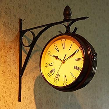 Imagem de Relógio de parede para jardim externo, relógio de parede clássico da estação Paddington de 13 ", relógio de jardim de dupla face com suporte externo Relógio externo Decoração externa interna