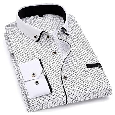 Imagem de Men's Long Sleeve Shirt Print Slim Fit Dress Shirt Men's Soft And Comfortable Shirt (Color : SH219, Size : Asian Size M or 39)
