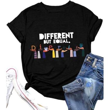 Imagem de Camiseta Kindness Teacher Different But Equal Equality Inclusion Diversity Love Special Education Inspirational Top, Diferentes, G