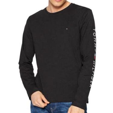 Imagem de Camiseta Tommy Hilfiger Essential Manga Longa Preta-Masculino