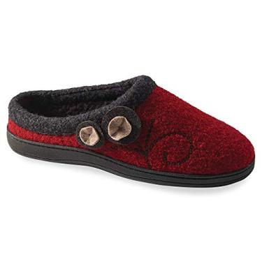 Imagem de Acorn Pantufas femininas clog, palmilha de espuma viscoelástica multicamadas com suporte de arco, Botão de groselha, 5-6