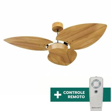Imagem de Ventilador de Teto Com Controle Remoto Natuvent Dahlia No Light 3 Pás Madeira Teca (127, Volts)