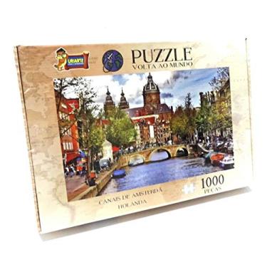 Imagem de Jogo Quebra Cabeça Holanda Canais Amsterdã Paisagem 1000 Pçs